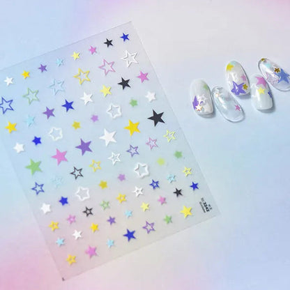 Pastel Star Nail Art Stickers Adhesive Gradient Stars Sticker Decals