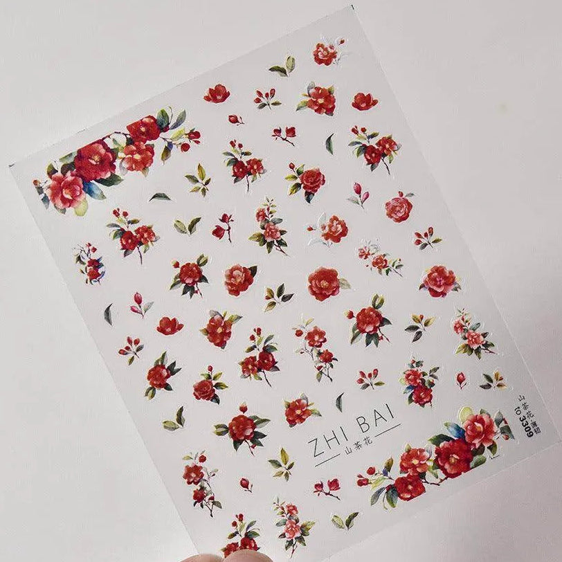 Lavender Nail Art Stickers Flower Adhesive Embossed Wisteria Rose Sticker Decals to3309