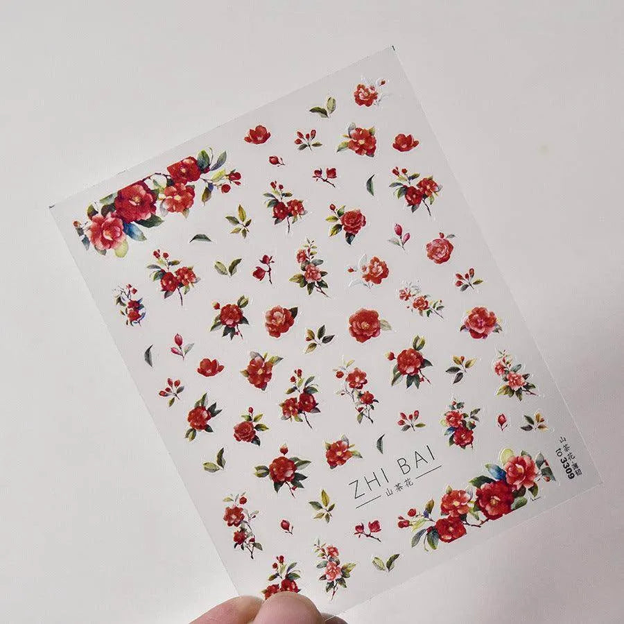 Lavender Nail Art Stickers Flower Adhesive Embossed Wisteria Rose Sticker Decals to3309