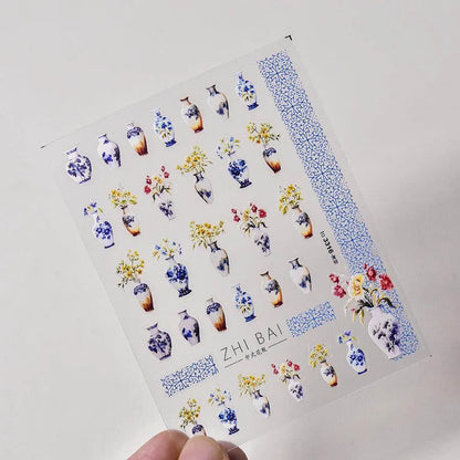 Lavender Nail Art Stickers Flower Adhesive Embossed Wisteria Rose Sticker Decals to3316