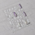 White Flower Nail Art Sticker 5D Bridal Rhinestones Nail Sticker Decals to3324