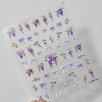 Lavender Nail Art Stickers Flower Adhesive Embossed Wisteria Rose Sticker Decals to3327