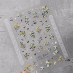 Flower Tree Nail Art Stickers Adhesive Embossed Osmanthus Flower Sticker Decals to3330
