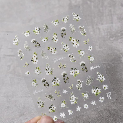 Peony Nail Art Stickers Adhesive Embossed Blooming Flower Sticker Decals to3341