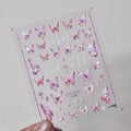 Aurora Shell Pink Butterfly Nail Stickers 5D Embossed Butterfly Nail Decals Manicure Accessories to3392