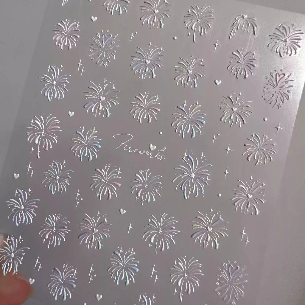 Firework Nail Art Stickers Adhesive Happy New Year Fireworks Embossed Sticker Decals to3462 embossed