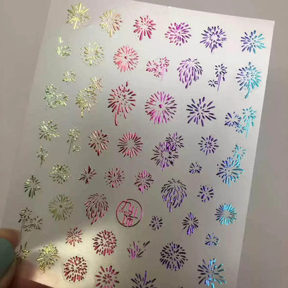 Aurora Shell Light Fireworks Nail Art Stickers Adhesive Embossed Firework Sticker Decals to3471 Colorful
