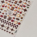 Cartoon Bear Nail Art Stickers Adhesive Embossed Lucky Bear with Rabbit Sticker Decals to3496