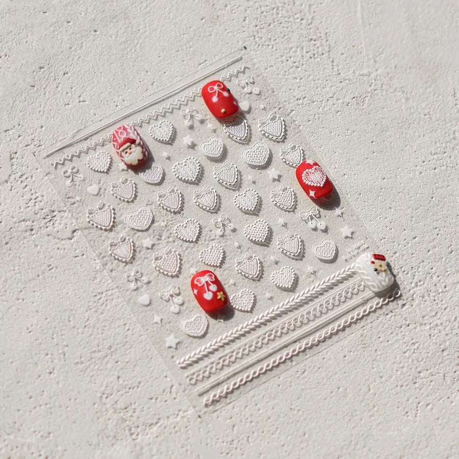 Gingerbread Nail Art Stickers Adhesive Embossed Christmas Snowman Sticker Decals to3561