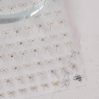 Bow Design Nail Art Stickers Adhesive Embossed Pink Bow Sticker Decals to3603 Gold