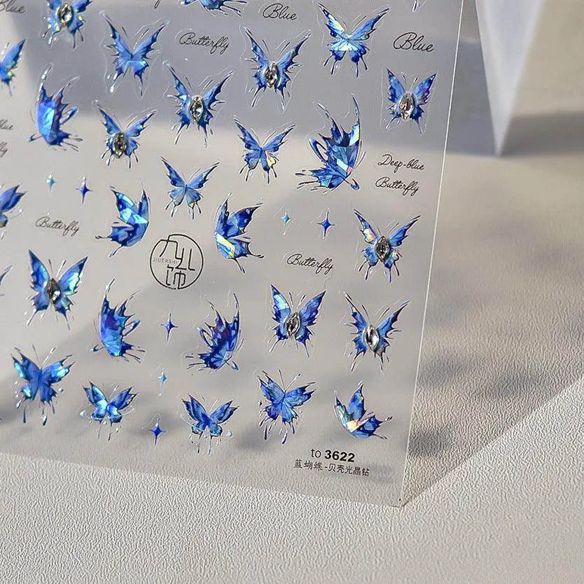 Butterfly Nail Art Stickers Adhesive Embossed Wings Sticker Decals with Beads to3622