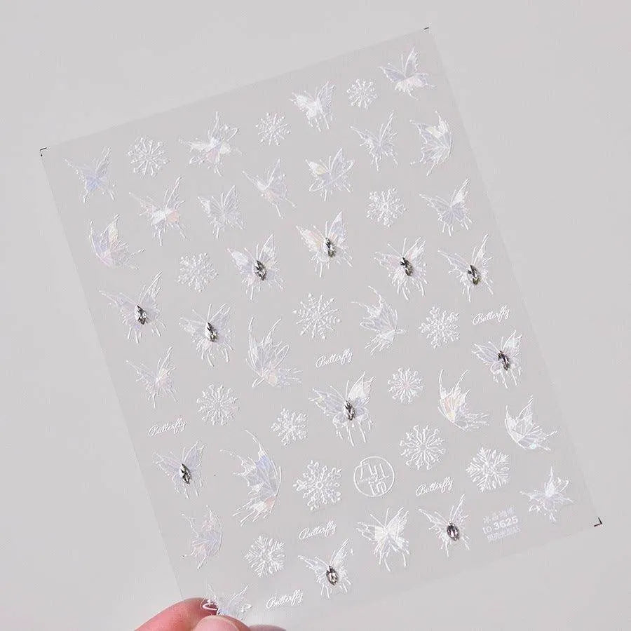 Butterfly Nail Art Stickers Adhesive Embossed Wings Sticker Decals with Beads to3625
