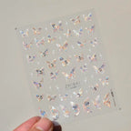 Aurora Shell Light Butterfly Nail Stickers Pink Butterfly Embossed Adhesive Nail Decals to3637
