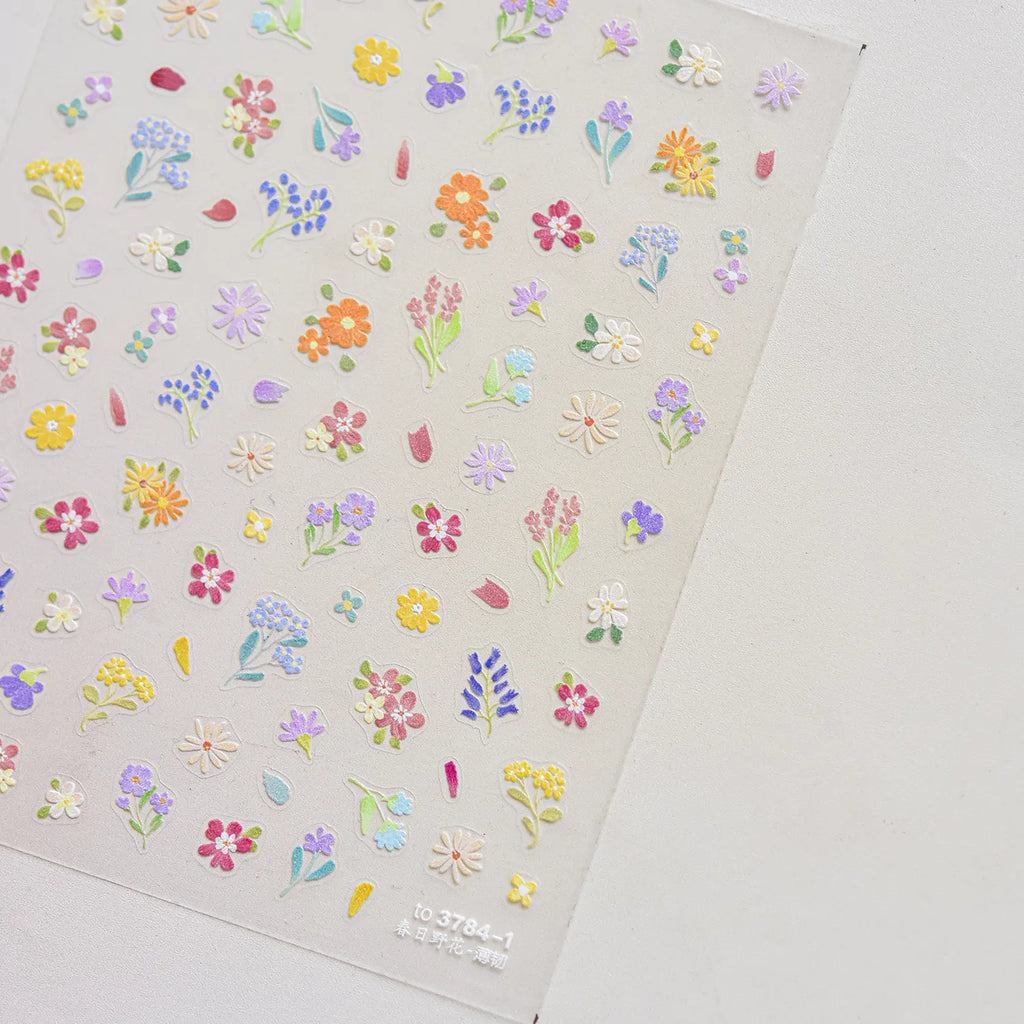Mini Wild Flowers Nail Stickers Dried Flower Decals Ultra Thin to5021
