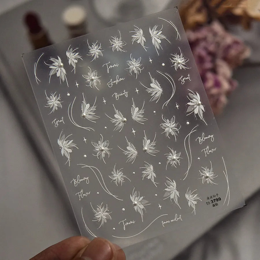 3D Aurora Flower Nail Stickers - Ultra Thin Blooming Flower Decals to3799