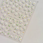 Daisy Flower Nail Art Stickers Adhesive Embossed Pure White Daisy Sticker Decals to3803 embossed