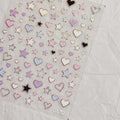 Stars Love Heart Nail Art Stickers Metal Colors Effect Adhesive Embossed Sticker Decals to3833 laser pink