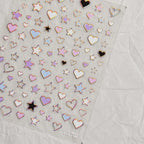 Stars Love Heart Nail Art Stickers Metal Colors Effect Adhesive Embossed Sticker Decals to3833 laser pink