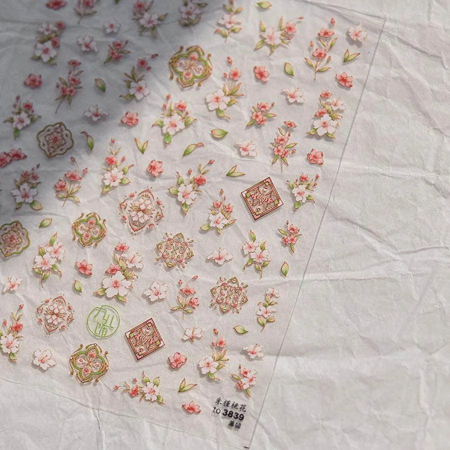 Iris Flower Nail Stickers Embossed Sakura Petal Nail Decals Adhesive DIY Nail Supplies to3839