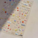 Kawaii Animals Nail Art Stickers Adhesive Embossed Flower Bow Sticker Decals to3842