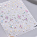Holographic Heart Star Nail Stickers - Cute Iridescent DIY Nail Art Decals to3913