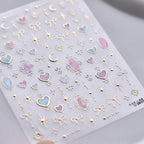 Holographic Heart Star Nail Stickers - Cute Iridescent DIY Nail Art Decals to3913