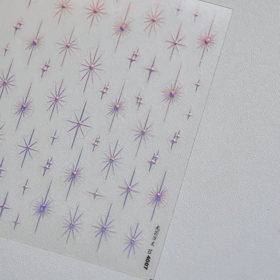 Sparkling Starburst Nail Stickers - Metallic Shimmer Nail Art Decals to4007