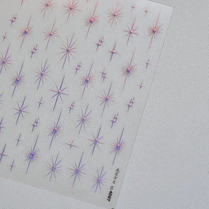 Sparkling Starburst Nail Stickers - Metallic Shimmer Nail Art Decals to4007