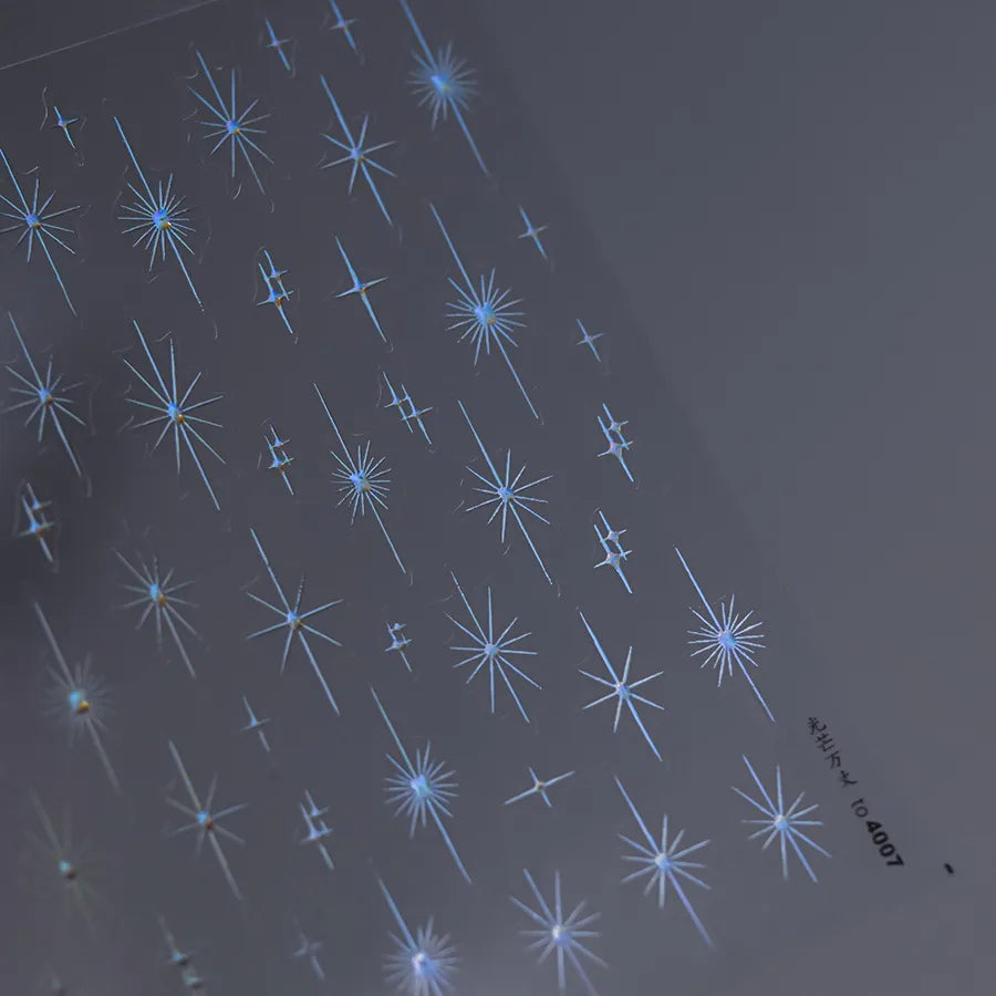 Sparkling Starburst Nail Stickers - Metallic Shimmer Nail Art Decals to4007