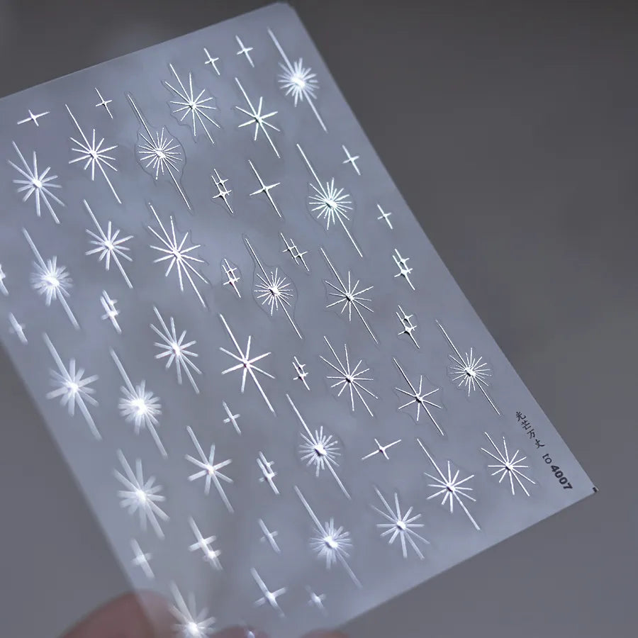 Sparkling Starburst Nail Stickers - Metallic Shimmer Nail Art Decals to4007