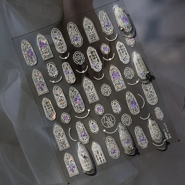 NailMAD Stained Glass Window Nail Art Stickers Vintage Gothic Decals to4024