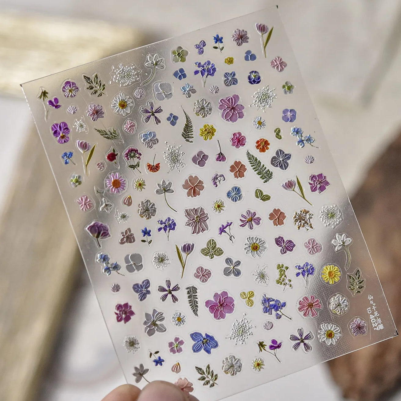 Mini Dried Flower Nail Stickers Wild Pressed Floral Sticker Decals to4026