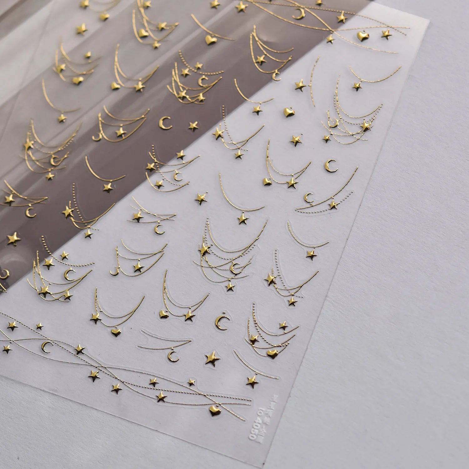 Moon & Stars Chain Nail Art Stickers - 5D Gold Silver Celestial Decals to4050