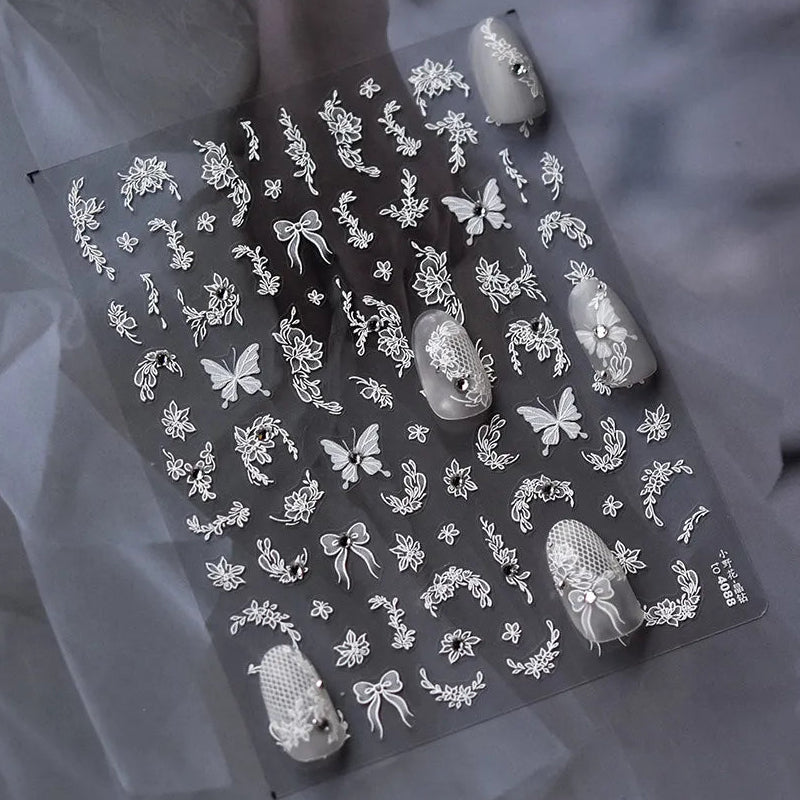 Holographic 5D Flower Nail Stickers 3979