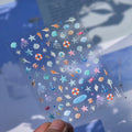 Pastel Marine Life Nail Art Stickers Adhesive Embossed Jellyfish Sticker Decals to4096 embossed