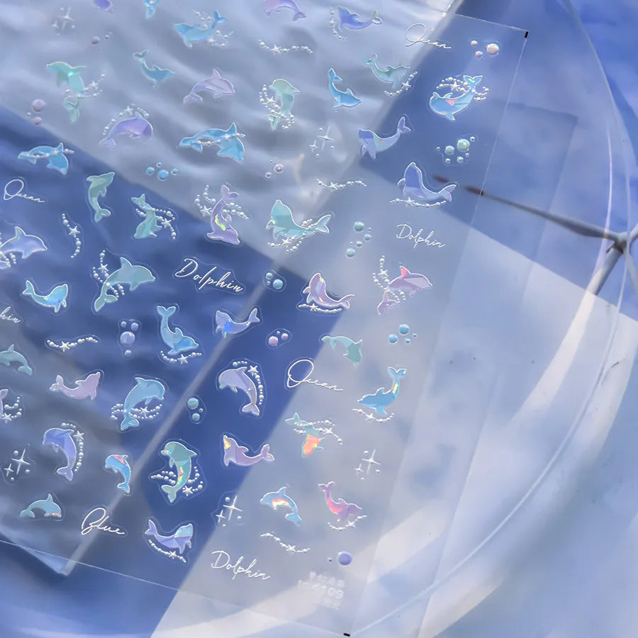 3D Bubble Nail Stickers - Aurora Water Drop Decals