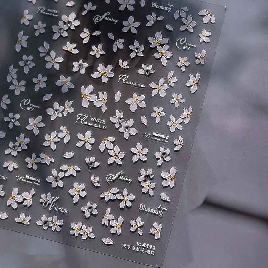 Holographic 5D Flower Nail Stickers 3979