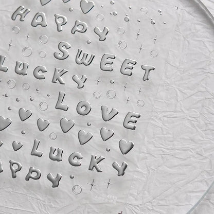 Metal Color Nail Art Stickers Gold Alphabet Adhesive Embossed Sticker Decals to4113 Silver