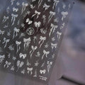Bow Ribbon Nail Art Stickers Adhesive Embossed White Bow Sticker Decals to4116 with Studs