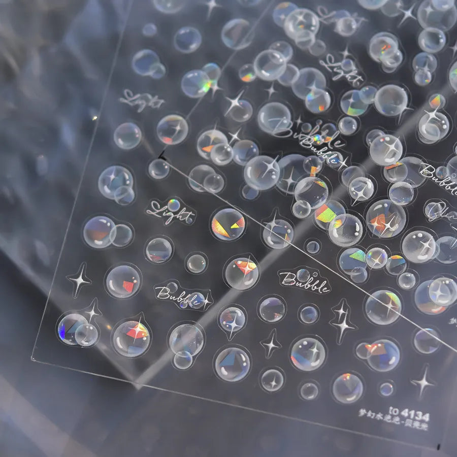 3D Bubble Nail Stickers - Aurora Water Drop Decals