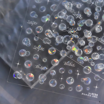 3D Bubble Nail Stickers - Aurora Water Drop Decals