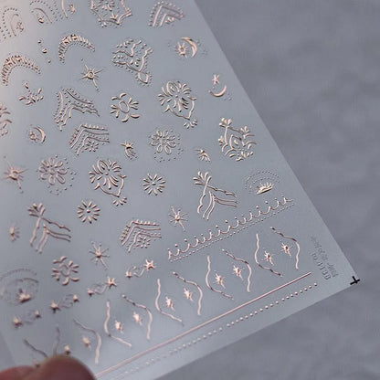Vintage Nail Art Stickers Adhesive Gold Silver Damask Sticker Decals to4138 Rose Gold
