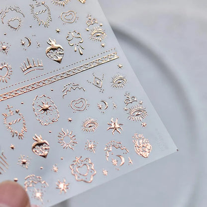 Vintage Nail Art Stickers Adhesive Gold Silver Damask Sticker Decals to4140 Rose Gold