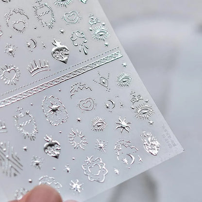 Vintage Nail Art Stickers Adhesive Gold Silver Damask Sticker Decals to4140 Silver