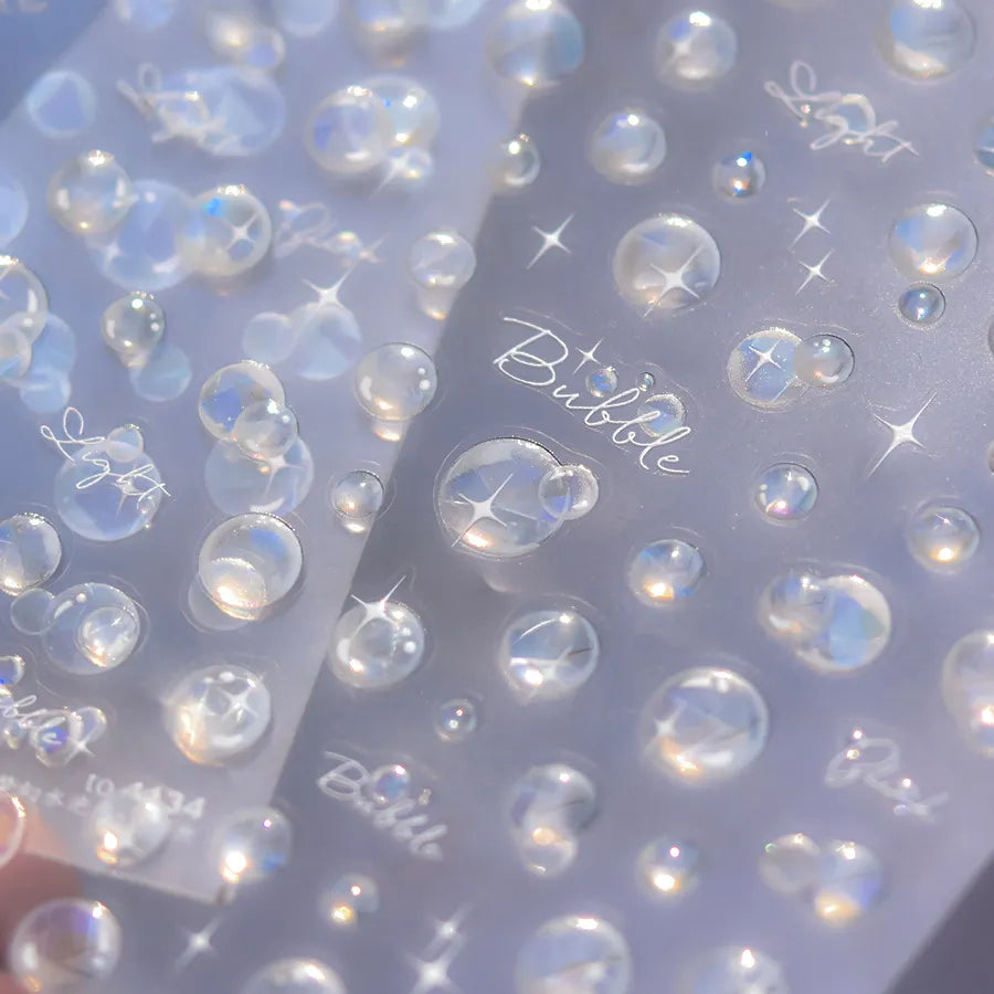 3D Bubble Nail Stickers - Aurora Water Drop Decals