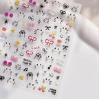 Graffiti Kitten Nail Art Stickers Adhesive Embossed Cartoon Cat Sticker Decals to4224 embossed