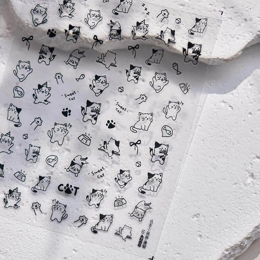 Cute Cat Nail Art Stickers Adhesive Embossed Sticker Decals to4260