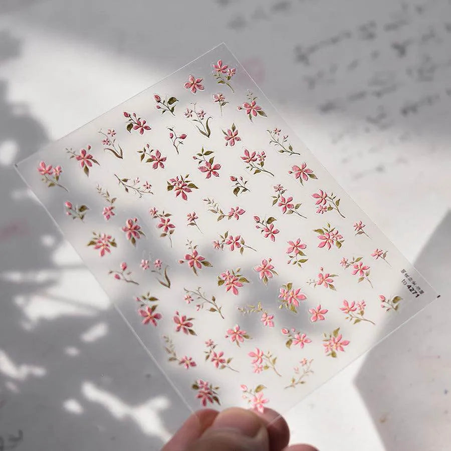 Flower Blossom Nail Art Stickers Adhesive Embossed Osmanthus Sticker Decals to4271