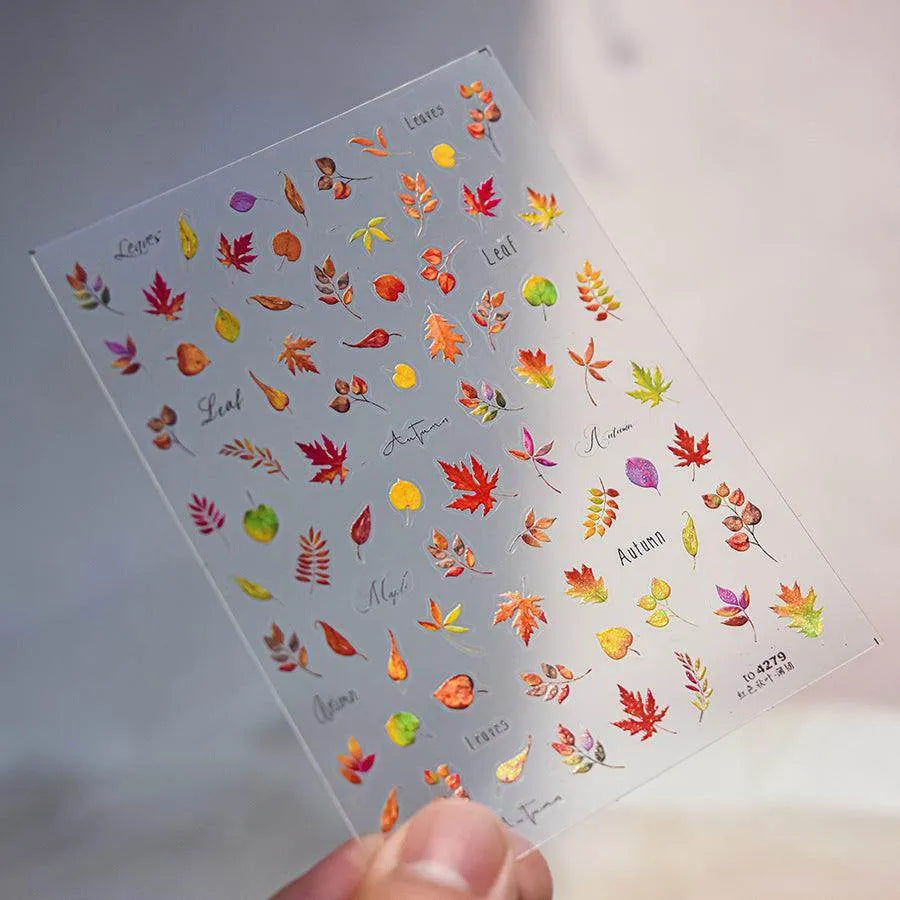 Maple Leaf Nail Art Stickers Ginkgo Leaf Adhesive Embossed Sticker Decals to4279