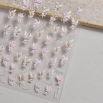 Butterfly Flower Nail Art Stickers Adhesive Embossed Sticker Decals to4363 embossed